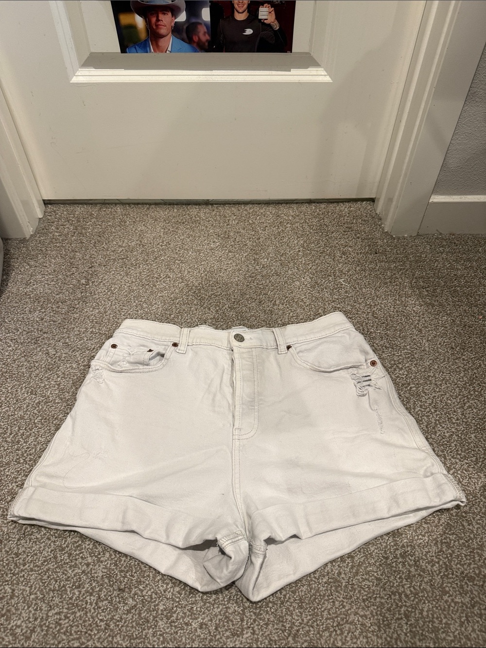 High-Rise White Denim Jean Shorts for Women